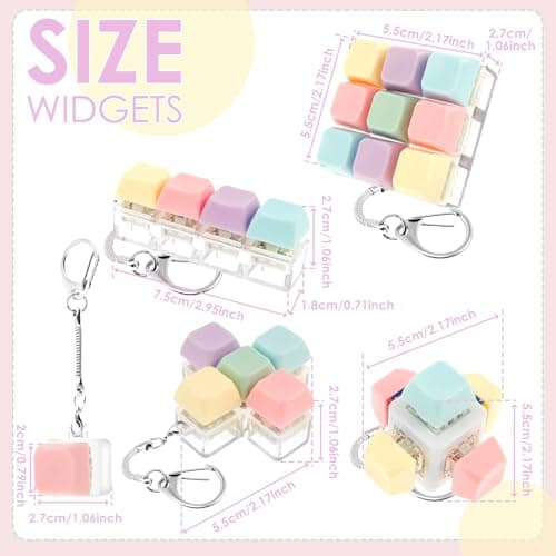 5Pcs Keyboard Toy, Keyboard Clicker Toy, Portable Mechanical Keychain Toy for Stress Relief and Fun, Funny Cube Key Button Gift for Adults — view 4