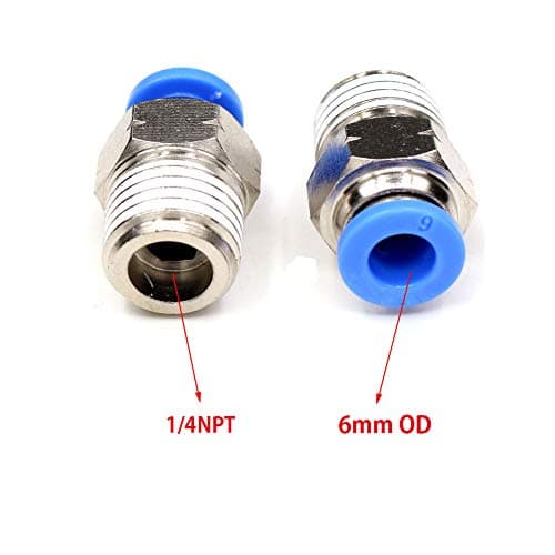 CEKER 6mm Od 1/4" NPT Fitting Push to Connect Tube Fitting Pneumatic Straight Male Connectors Fitting Push in Quick Air Fitting 2Packs — view 2