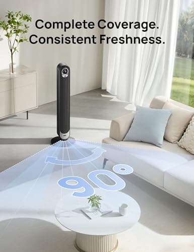 DREO Tower Fan for Bedroom, DC Motor, 28 ft/s, 20dB Quiet Oscillating Bladeless Fan with Remote, 9 Speeds, 4 Modes, 12H Timer, LED Display, Standing Floor Fan Powerful for Indoor Home Office Room — view 5