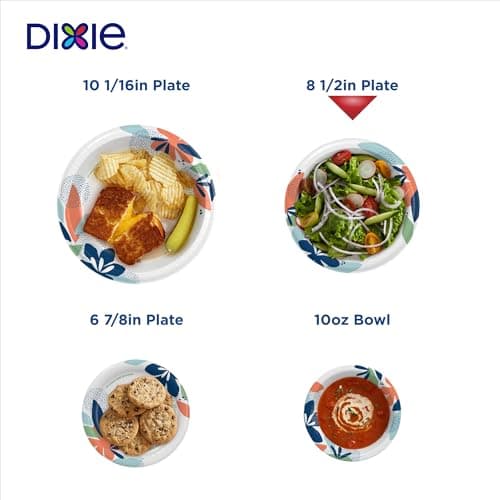 Dixie Medium Paper Plates, 8.5 Inch, 90 Count, 2X Stronger*, Microwave-Safe, Soak-Proof, Cut Resistant, Disposable Plates For Everyday Breakfast, Lunch, & Dinner Meals — view 6