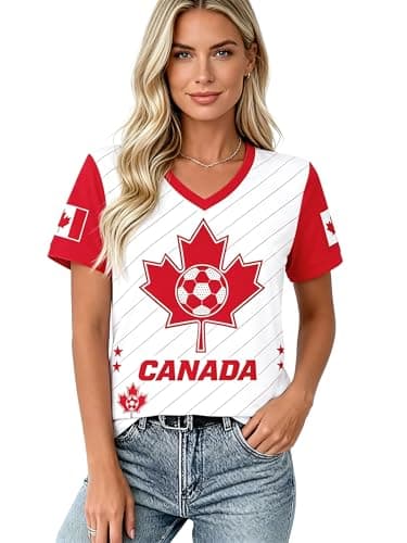 MEESHEEP Canada Shirt Women 2026 World Soccer Fans T-Shirts Football Jersey Canadian National Day Tees — view 5