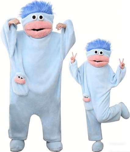 Silly Onesie Adult Funny Big Mouth Monster Hooded Fleece Pajamas Plush One Piece Cosplay Loungewear No Comb and Shoes