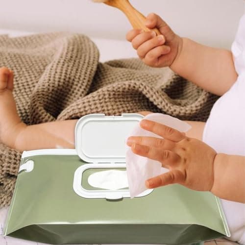 Baby Wipe Holder,Wipe Dispenser, 3-Pack Portable Refillable Wipe Container,Reusable Travel Baby Wipes Case, Waterproof and Dustproof, Wipe Holder for Diaper (Green) — view 2
