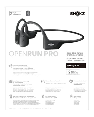 Shokz OpenRun Pro - Premium Bone Conduction Open-Ear Bluetooth Sport Headphones - Sweat Resistant Wireless Earphones for Workouts and Running with Deep Base - Built-in Mic, with Headband (Black) — view 3