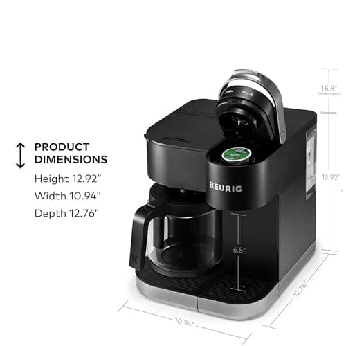Keurig K-Duo Single Serve K-Cup Pod & Carafe Coffee Maker, with Multiple Brew Sizes, 60oz Removable Reservoir, Programmable Auto Brew Carafe, Black — view 3