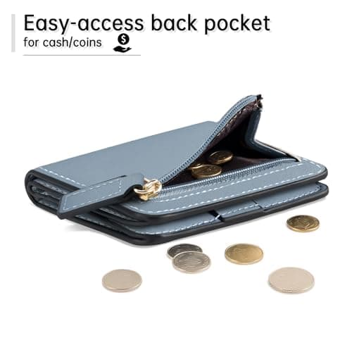 Toughergun Women’s Small Slim Leather Wallet with RFID Protection, Compact Bifold Mini Purse with Clear ID Window — view 3