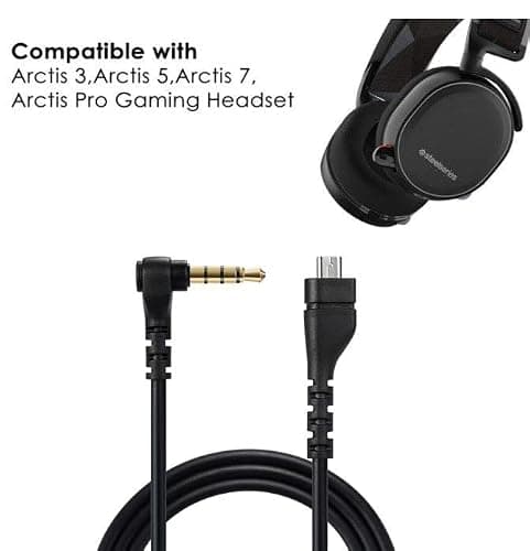 EARLA TEC Replacement Audio Cable Cord, Compatible for SteelSeries Arctis 3 /Arctis 5/ Arctis 7 /Arctis Pro Wireless Gaming Headphones (Audio Cable, Black)