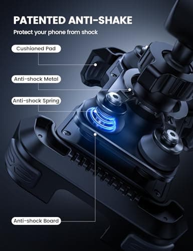 Lamicall Motorcycle Phone Mount Holder - [Dual Vibration Dampener] Anti Shake Motorcycle Phone Mount with Upgraded Handlebar Clamp, Bike Phone Mount for iPhone 14 15 Pro Max 16 17 Pro, 4.7-6.7" Phone — view 2