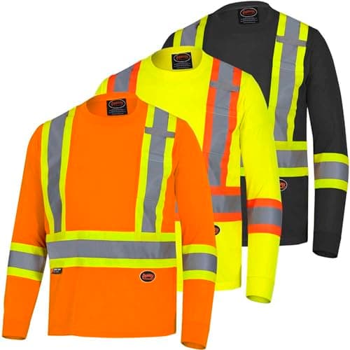 Pioneer Hi Vis Long Sleeve Safety Shirt - Breathable & Soft Work T-Shirt with Reflective Tape - Class 3 - Orange — view 13