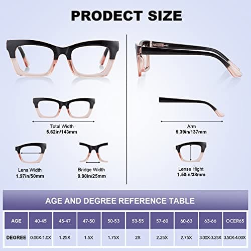 XXZQRYHN Reading Glasses for Women - Square Fashion Readers for Women Blue Light Blocking with Spring Hinge (Mix7, 2.00x) — view 4