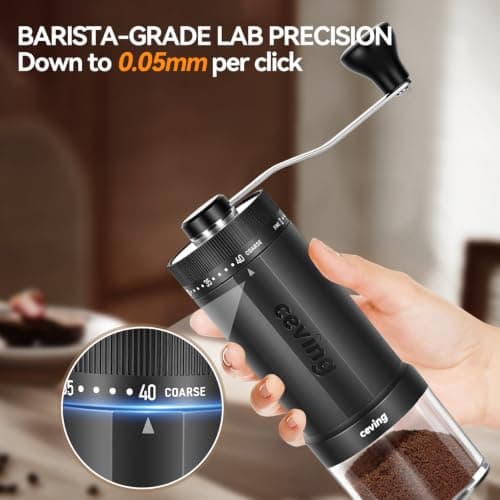 World's First 60g Large Capacity Manual Coffee Grinder, Portable Hand Coffee Bean Mill with 40 Adjustable Settings, Ceramic Conical Burr Grinder for Pour Over, Camping, Travel, Gift, etc (Space Gray) — view 2
