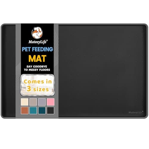 MateeyLife Silicone Cat & Dog Food Mat for Floors Waterproof, Anti-Slip Dog Bowl Mats for Food and Water, Pet Feeding Tray with Lip to Prevent Spills, Pet Placemat for Messy Drinkers to Protect Floor