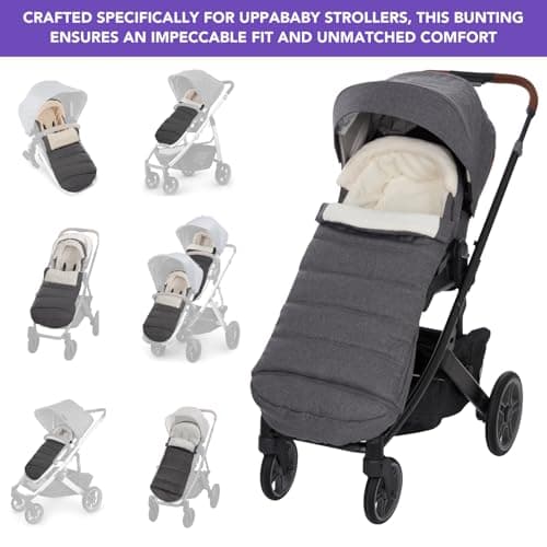 Bunting Bag for UPPAbaby Vista, V2, V3, Cruz, V2, V3 RumbleSeat, V2, V3 Ridge, Minu Strollers, Warm and Ultra-Plush Waterproof Stroller Footmuff, Extendable Winter Stroller Cover, Sleeping Bag