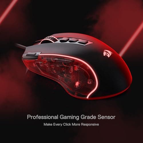 Redragon M612 Predator RGB Gaming Mouse, 8000 DPI Wired Optical Mouse with 11 Programmable Buttons & 5 Backlit Modes, Software Supports DIY Keybinds Rapid Fire Button — view 3