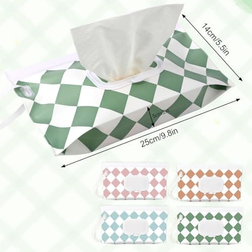 FEBSNOW 4Pcs Baby Wipe Dispenser Holder, Portable Refillable Wet Wipe Pouch