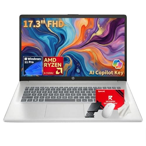 HP 17.3" FHD Business Laptop 2026, AMD Ryzen 5 7430U, 32GB RAM 1TB NVMe SSD, w/Redragon Bundle, Anti-Glare Display, Copilot Ready for Business, Full Numeric Keypad, Windows 11 Pro, Silver