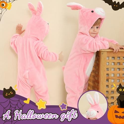 MICHLEY Baby Romper Flannel Jumpsuit for 30-36 Months, Cosplay Outfits Pink — view 5