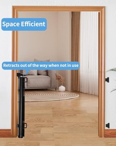 Retractable Baby Gate,Mesh Baby Gate or Mesh Dog Gate,33.6" Tall,Extends up to 55" Wide,Child Safety Gate for Doorways, Stairs, Hallways, Indoor/Outdoor (Black 33.6"x55") — view 3
