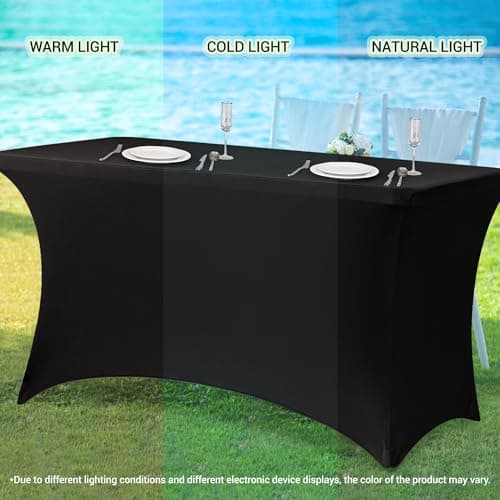 Obstal 4Ft Stretch Spandex Table Cover for Standard Folding Tables - 2 Pack Universal Rectangular Fitted Tablecloth for Party, Banquet, Events, Trade Show (Aqua, 48L x 24W x 30H Inches) — view 6