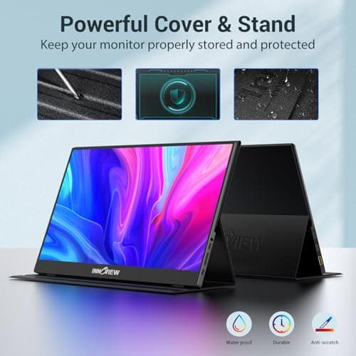 InnoView Portable Monitor, 15.6 Inch FHD 1080P HDMI USB C Second External Monitor for Laptop, Desktop, MacBook, Phones, Tablet, PS5/4, Xbox, Switch, Built-in Speaker with Protective Case — view 4