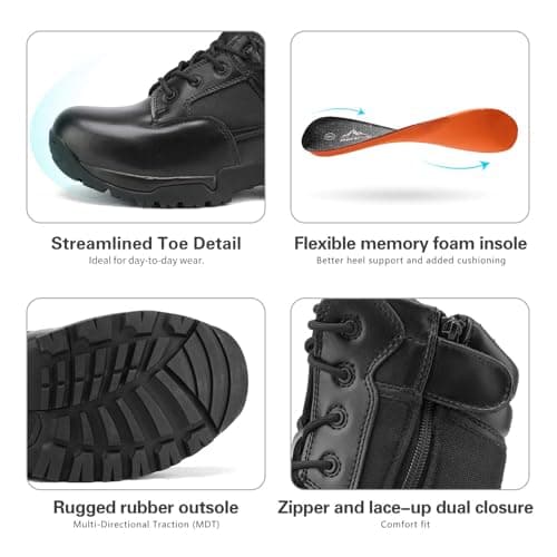 NORTIV 8 Men's Military Tactical Boots Combat Hiking,Black,9.5 — view 3