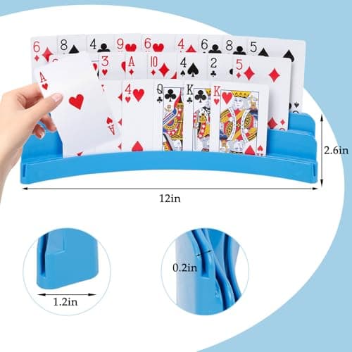 GHERPTE 2 Pack Three-Layer Design Playing Cards Holders，Playing Card Holder for Kids Adults Hands Free Card Holder for Family Card Game Nights Poker Parties — view 3