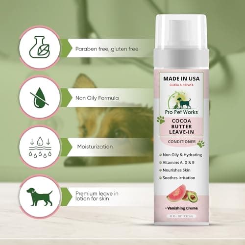 Pro Pet Works 5 in 1 Cocoa Butter Leave-in Dog Conditioner Lotion for Dogs & Cats-Hot Spot Cream/Balm for Allergies, dermatosis, Paw Fungus Or Itchy Skin-Heals Small Cuts & Abrasions[Made in USA] — view 2