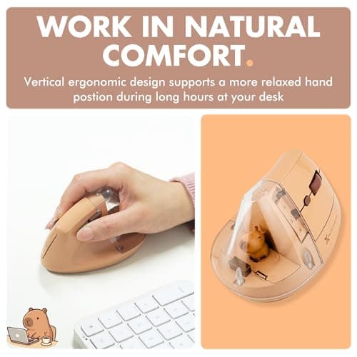 X9 Performance Wireless Vertical Ergonomic Mouse - Click with Capybara - (BT + 2.4G) Up to 4000 DPI, 6 Button, Rechargeable - Bluetooth Ergonomic Vertical Mouse Wireless - for Mac and PC - Brown — view 2