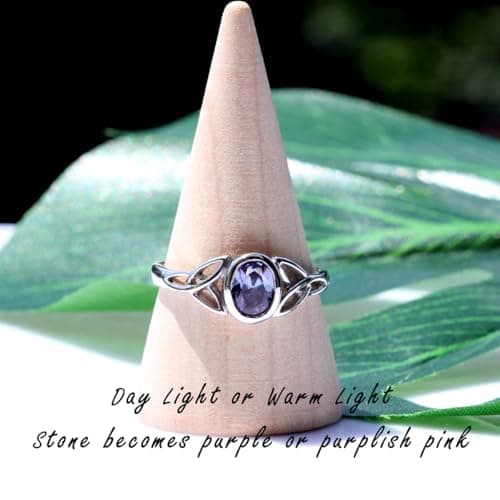 Silvershake Created Color Change Alexandrite White Gold Plated 925 Sterling Silver Triquetra Celtic Knot Ring Size 9.5 — view 4