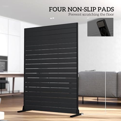 Outsunny Outdoor Privacy Screen, 47.2" W x 68.5" H HDPE Decorative Screen Panel with Stand and 6 Panels, Freestanding Privacy Panel for Indoor Outdoor, Patio Balcony Office, Black — view 4