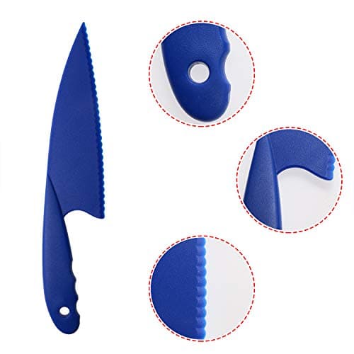 PENTA ANGEL 6 Colors Plastic Kitchen Knife Set Nylon Knife Children Safety Cooking Chef Knives for Fruit Lettuce Vegetable Salad Bread (6 Colors) — view 2