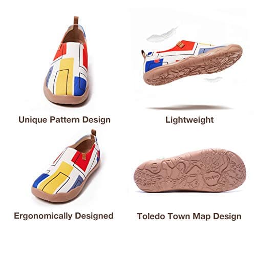 UIN Men's Loafers Lightweight Knitted Sneakers Walking Casual Slip Ons Funny Style Art Painted Travel Shoes Color Cubes (11.5) — view 3
