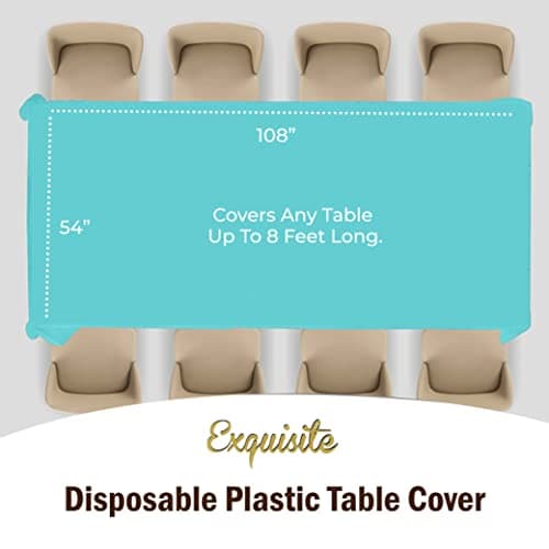 Exquisite Aqua Plastic Table Cloth Disposable 6 Pack - 54 x 108 Inch Rectangle Tablecloth for 6 Foot Tables - Waterproof Table Cover for Party Wedding Birthday Graduation BBQ Catering — view 3