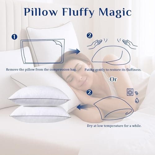 JOLLYVOGUE Pillows Standard Size Set of 2, Cooling and Firm Pillows with Oeko-Tex Certified Down Alternative Filling for Side, Back, and Stomach Sleepers, Hotel Collection — view 8