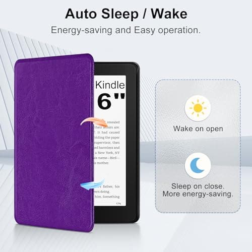 XunyLyee Case for 6 Inch Ebook Reader 2024/2022 e-Reader Cover 6", Lightweight Premium PU Leather Case Cover with Hand Strap, Auto Wake/Sleep for 6 inch Ebook Reader Case, Purple — view 3