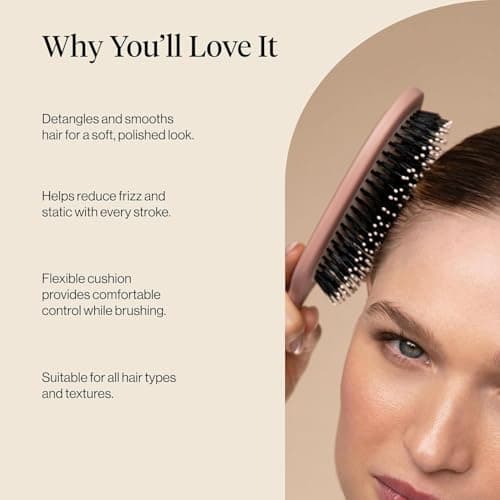 Kitsch Smooth & Polish Brush – Dual Bristle Detangler Brush, Shine & Frizz Control – Vegan Boar & Nylon Hair Brush with Cushioned Pad for Scalp Massage – Hair Care Tool for All Hair Types - Terracotta — view 4