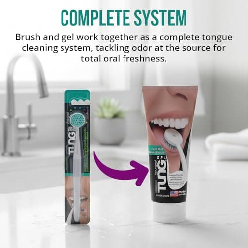 Tung Tongue Cleaning Kit, Tung Brush and Gel, Bad Breath Odor Eliminator, Halitosis Defense, USA Made (Set of 1) — view 5