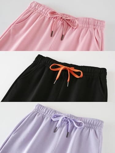 SOIBEEN Girls Sweatpants Elastic Drawstring Sports Jogging Trousers for Kids Casual Pants Solid Color Joggers with Pockets 7-8 Years — view 5
