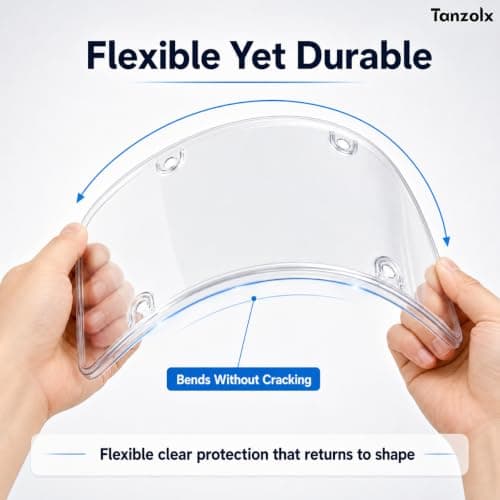 2-Pack Premium Clear License Plate Covers, Tanzolx Impact-Resistant Bubble Shields for US & Canadian Plates, UV-Resistant Plate Protectors with Screws, Caps and Washers, Universal 6 x 12 Inch Fit — view 4