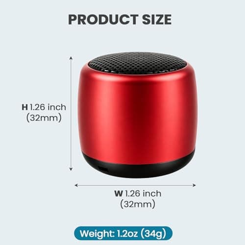 YXYKODM Best Mini Portable Bluetooth Speaker with HD Sound & Bass I Smallest Wireless Bluetooth Speakers for Phone/PC/Tablet I Photo Selfie Button Answer Phone Calls I Cute Tiny Speaker (Red) — view 2