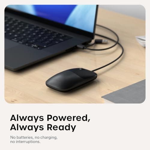 Satechi Slim LX Wired Mouse, Aluminum Design with USB-C Connectivity, Quiet Click Performance, Designed for Mac and PC Setups, Space Black — view 4