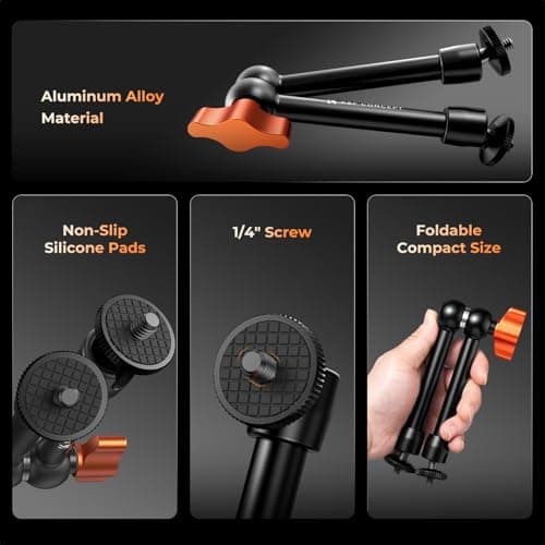 K&F CONCEPT 2-Pack 9.8" Magic Arm, 1/4" Screw Camera Mount Arm 360° Ball Heads for DSLRs, Monitor, Flash, LED Light, Microphone, Camera Cage, Action Camera