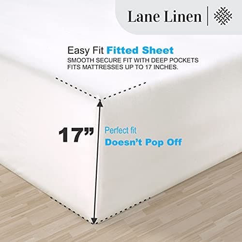 Lane Linen 1000 TC 100% Egyptian Cotton Queen Bed Sheets Set - White — view 5