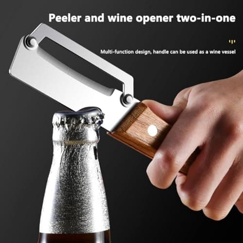 Kitchen Multi-Function Stainless Steel Thickened Fruit Peeler Knife, Ultimate Kitchen Peeler, Wooden Handle Peeler, Multi Functional Premium Vegetable Peeler, Bottle Opener Stainless Steel (1PCS) — view 4