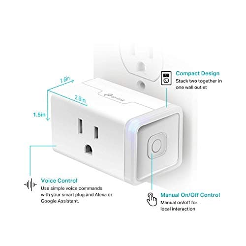 Kasa Smart Plug Mini by TP-Link (HS103P2) - Smart Home WiFi Outlet Works with Alexa, Echo and Google Home, No Hub Required, Remote Control, 2.4GHz WiFi Required, 15 Amp, UL Certified, 2-Pack, White — view 4
