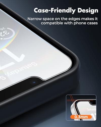 UNBREAKcable 3-Pack Screen Protector for iPhone 16e, Double Shatterproof Tempered Glass [Easy Installation Frame] [9H Hardness] [99.99% HD Clear] [Case Friendly] for iPhone 6.1 inch — view 4