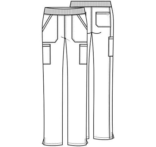 Cherokee Women's Scrub Pants Mid Rise Straight Leg Pull-on Cargo Pant with 6 Pockets & 2-Way Stretch Fabric - WW170, L, Black — view 7