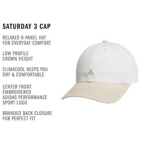 adidas Women's Saturday Hat – Relaxed Fit Strapback Baseball Cap, Off White/Crystal Linen Beige/3, OSFA