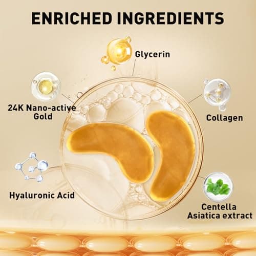 CHMI Under Eye Patches (50 Pairs) - 24K Gold Eye Patches for Puffy Eyes, Dark Circles, EyeBags and Wrinkles, Collagen Skin Care Products, Beauty & Personal Care — view 2