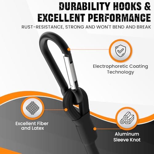 Adjustable Bungee Cords with Hooks 12 Inch Long Superior Latex Heavy Duty Elastic Straps for Outdoor Tent, Luggage Rack, Camping, Cargo, Bike, Transporting, Storage [2PCS, Easy to Adjust 8" - 18"] — view 3
